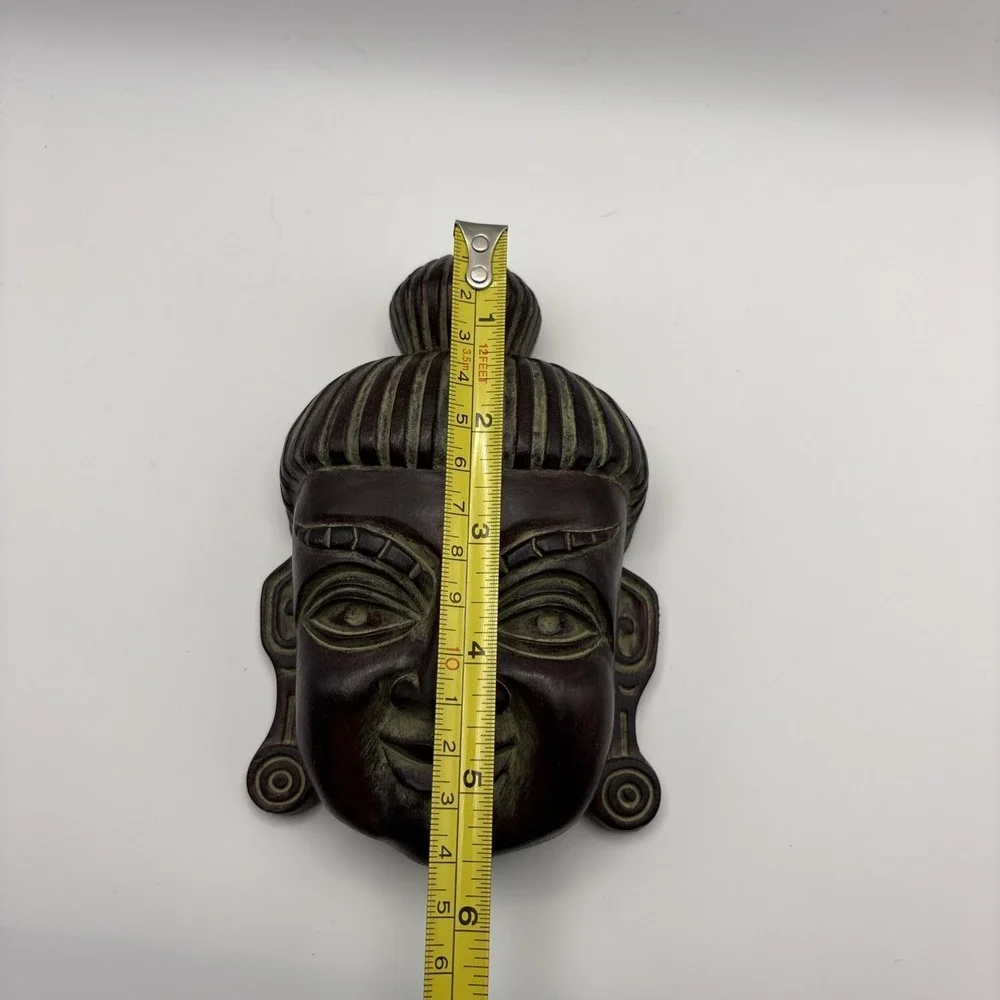 Buddha Wall Mask Resin Red‎ Finish Zen Meditation Asian Wall Decor Boho Spa Art
